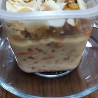 Carrot overnight oats. They have honey. Be aware of that. at Beano's in Cairo