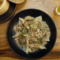 Creamy dumplings in delicious white wine sauce at Element Vegetarian in Phnom Penh