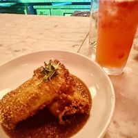 Fried lasagna and strawberry lemonade   at Cadence in New York City