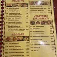 Menu at Khana Khazana in Bangkok