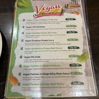 Vegan menu  at To Be Thai in New Farm