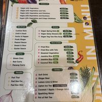 Vegan menu  at To Be Thai in New Farm