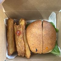 Friday burgers come with hand cut fries and ketchup, and they are the bomb!  at Uca's Kitchen & Rastafarian Cultural Center in St Croix