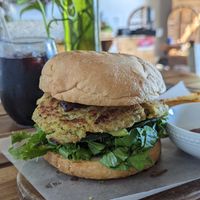 Vegan burger at Verde in Granada