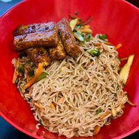 Noodle bowl with tofu  at Rock n Java Noodle Bar and Sushi  in Cozumel