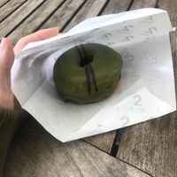 Matcha donut filled with red bean and vegan butter JPY 480 at 2foods - Ark Hills in Tokyo