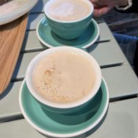 coffee latte with oat milk ☕️   at Land & Monkeys - Pernety in Paris