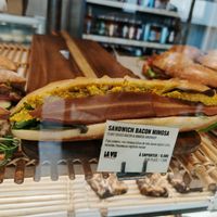 Vegan bacon (vegan egg mimosa) at Land & Monkeys - Pernety in Paris