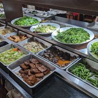 Huge plates at Shou-Yu Vegetarian Buffet in Kaohsiung