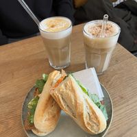 Banh Mi Sandwich, Creme Brûlée Latte, Biscoff Latte  at Coffea in Berlin
