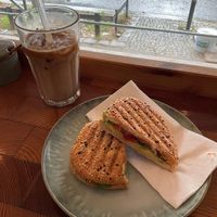 Avocado panini and ice latte  at Coffea in Berlin