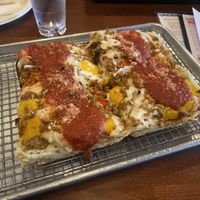 Half-size vegan SPO (sausage peppers onions) pizzaa  at Underground Pizza Company in Baltimore