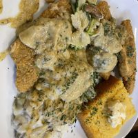 Country chick’n (with a bite of mushroom ricotta)  at PiANTA in Providence