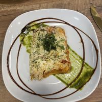 Sorry for the not-great photo - three cheese lasagna with Sunday gravy    at PiANTA in Providence