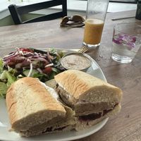 Thanksgiving sandwich & Thai iced tea  at PiANTA in Providence