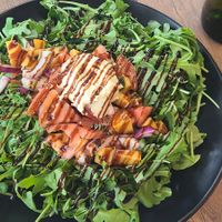Peaches and airloom tomatoes salad at PiANTA in Providence