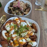 Crispy Brussels and Smashed Patatas Brava at PiANTA in Providence