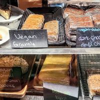 Vegan granola bars, vegan/gluten free dark chocolate dried cherry bars, vegan oatmeal maple cinnamon at Blackbird in Topeka