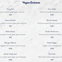 Vegan Menu at Pal Indian Cuisine in Topeka