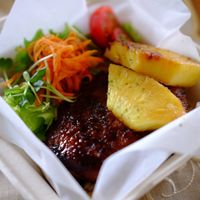 Vegan Loco Moco - the grilled pineapple was so juicy and delicious! at Cafe 36 [Michiru] in Hirosaki