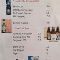 Drink menu at Sushi Chungjeon 초밥충전 in Jeju