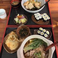 Combo meal with awesome main and side dishes at Sushi Chungjeon 초밥충전 in Jeju