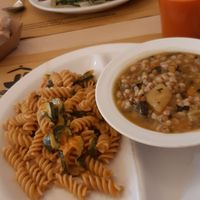 Soup with pasta at Zenzero in Bologna