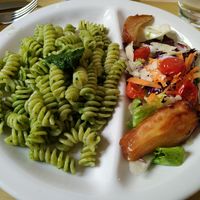 Pasta and salad at Zenzero in Bologna