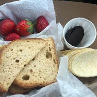 This was my lunch back in December.  “Just Egg” sandwich with vegan cheese and GF bread.  Vegan, GF, chips (that tasted exactly like Pringles)  AND vegan,GF peanut butter cup.  at Island Produce in Atlantic Beach
