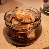 chocolate mousse + hazelnut ice-cream at Chia Restaurante in Madrid