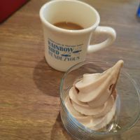 Vegan ice-cream with soy latte at Rainbow Bird Rendezvous in Tokyo