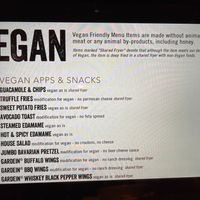 Vegan menu at Yard House in Sacramento