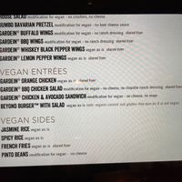 Vegan menu at Yard House in Sacramento