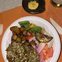 The veggie bowl with grilled veggies and coconut rice  at El Bololó in Cartagena