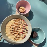 Açai bowl, date medjoul,  protein ball at BeBo Cold Press -  Passeig de Sant Joan Bosco in Barcelona