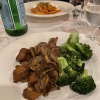 Vegan seitan dish & pasta  at Ristorante Lucia in Newport