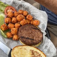 Ultimate Plant-Based Burger (All Plant) sweet potato tots  at Blind Pig Pub in Fort Collins