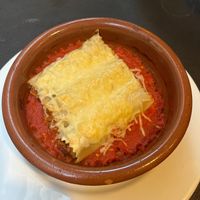 This vegetarian spin on the traditional Spanish canelones was delicious. at El Drac al Cau del Llop in Girona