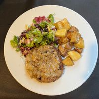 The housemade veggie burger is so unique and unlike any veggie burger you have ever tasted. at El Drac al Cau del Llop in Girona