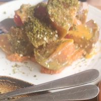 Heirloom tomato and watermelon salad at Repeat Offender in Elwood