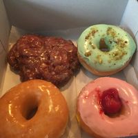 Delicious vegan donuts, kept in a separate display case from non-vegan. Lots of flavors, and prices are good.  at AM Donut & Yogurt in Monrovia