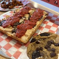 Build your own pizza with a pumpkin-Oreo cookie. (They sell V/GF cookies from The Little Brownie)  at Pizza Wizard in Rochester