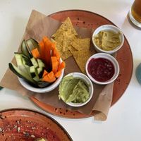 Hummus trio (normal, beetroot and avocado)  at Coffee Break  in Salou