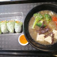 Udon and spring rolls at Veggie House 一芳 - Simei in East Singapore