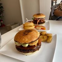 Onion ring burger  at Vegeater in Tokyo