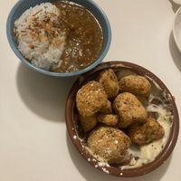 Mini Curry (so good!) and fried cauliflower   at Vegeater in Tokyo
