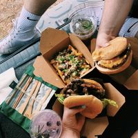 Poutine fries were the best! at Vegan Gator Food Truck in Gainesville