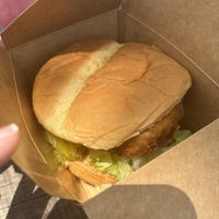 Spicy chicken sandwich was delicious   at Vegan Gator Food Truck in Gainesville