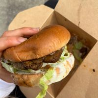 Psychedelic mushroom burger at Vegan Gator Food Truck in Gainesville