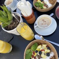 fresh vegan yoghurt bowl  at Café Caveto in Fuerteventura